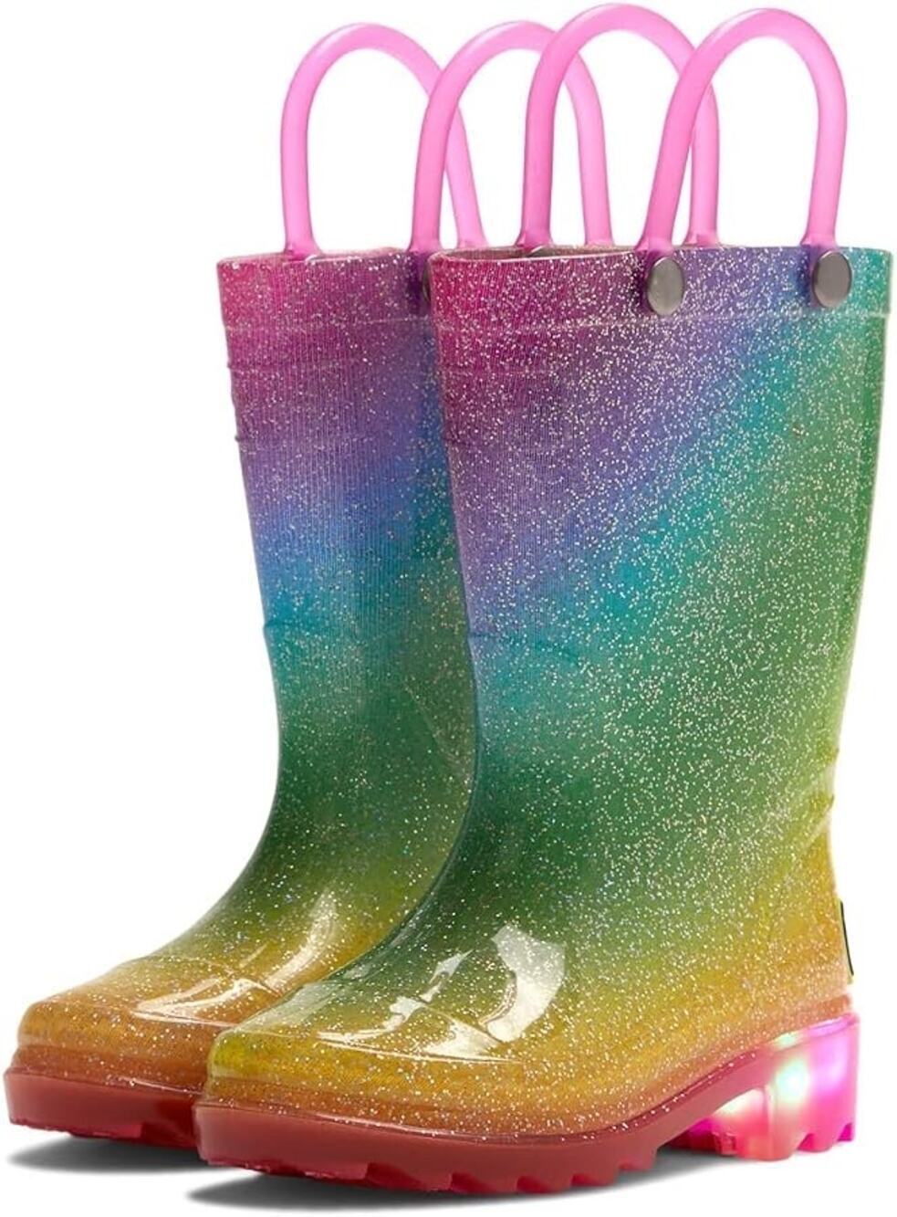 Western Chief Kids Celestial Ombre Lighted Waterproof Boots sz 6